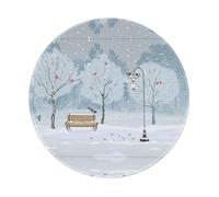 POEZJZW Birds In The Park On A Snowy Day Pattern Round Mouse Pad, Non-Slip Rubber Base Small Mouse Pad, Suitable For Games, Computer Laptop, 7.9x7.9 Inches.