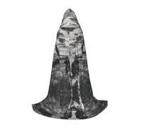 POEZJZW Black And White Cow Pattern Men Women Cloak With Hood Adult Cape With Hood Renaissance Halloween Witch Costume Wizard Cloak S