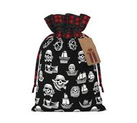 POEZJZW Black And White Pirates Drawstring Gift Bag Snack Bag Candy Bag, Perfect For Celebration Christmas Birthdays, Parties Etc