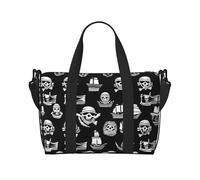 Poezjzw Black And White Pirates Travel Duffel Bag Tote Carry On Luggage Bag Water Resistant Weekender Overnight Bags For Foldable, Black, One Size, Black, One Size
