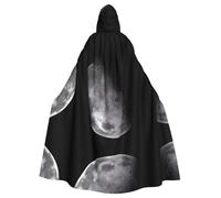 POEZJZW Black Background Moon Pattern Adult Hooded Cloak Cloak Women Men Halloween Costume Masquerade Cosplay Costume Christmas Party Robe