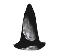 POEZJZW Black Background Moon Pattern Teenager Hooded Cloak Cloak Women Men Halloween Costume Masquerade Cosplay Costume Christmas Party Robe M