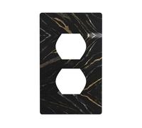 Poezjzw Black Gold Textured Marble Pattern Outlet Covers Wall Plate Light Switch Plate Decorative For Kitchen Bathroom Bedroom Farmhouse Decor