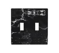 Poezjzw Black Marble Pattern Wall Plate Outlet Cover Decorative Wall Plate Size 4.5X 4.5in Double Toggle Outlet Light Switch Cover