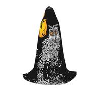 POEZJZW Black Owl Pattern Men Women Cloak With Hood Adult Cape With Hood Renaissance Halloween Witch Costume Wizard Cloak S