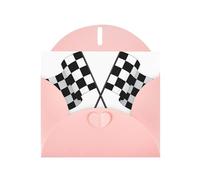 POEZJZW Black White Formula Checkered Flags Pattern Patterned Pearl Paper Blank Greeting Card Suitable For Birthday Wedding Party Invitation With Pink Envelope