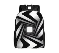 POEZJZW Black White Square Spiral Pattern Casual Shoulders Backpack School Bags Ladies Day And Sports Travel Bag Laptop Bag