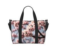 Poezjzw Blooming Cherry Blossoms Travel Duffel Bag Tote Carry On Luggage Bag Water Resistant Weekender Overnight Bags For Foldable, Black, One Size