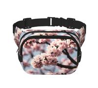 Poezjzw Blooming Cherry Blossoms Travel Waist Bag Suitable For Running, Cycling And Outdoor Adventures, Store Mobile Phones And Credit Cards, Black, One Size