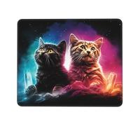 POEZJZW Blue and Pink Ghost Cat Pattern Mouse Pad Non-Slip Rubber Stitched Edges Waterproof Gaming Mouse Mat for Desk Gaming Work Wireless Mice 7.9 X 9.5 in