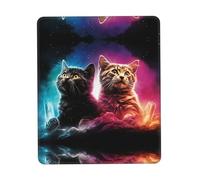 POEZJZW Blue and Pink Ghost Cat Pattern Mouse Pad Non-Slip Rubber Stitched Edges Waterproof Gaming Mouse Mat for Desk Gaming Work Wireless Mice 7 X 8.6 in
