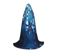 POEZJZW Blue Butterfly In The Water Pattern Hooded Robe Cloak Long Cape Halloween Cosplay Costume Hoodies Cape Unisex Medium
