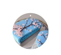 Poezjzw Blue Cherry Blossom Cake Pattern Car Air Fresheners 6 Pcs Round Shape Hanging Aromatherapy Tablets Scented Fresheners For Bedroom Bathroom