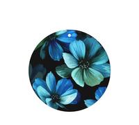 Poezjzw Blue Flower Pattern Car Air Fresheners 4 Pcs Round Shape Hanging Aromatherapy Tablets Scented Fresheners For Bedroom Closet Shoe