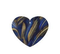 Poezjzw Blue Gold Feather Pattern Car Air Fresheners 6 Pcs Heart Shape Hanging Aromatherapy Tablets Scented Fresheners For Bedroom Bathroom