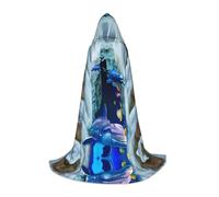 POEZJZW Blue Marine Life Pattern Men Women Cloak With Hood Adult Cape With Hood Renaissance Halloween Witch Costume Wizard Cloak L