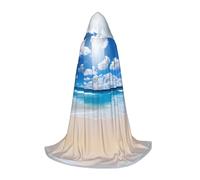 POEZJZW Blue Sky And White Cloud Pattern Men Women Cloak With Hood Adult Cape With Hood Renaissance Halloween Witch Costume Wizard Cloak M