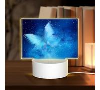 POEZJZW Blue Starry Butterfly Galaxy Pattern Led Lamp Base Night Light Acrylic USB 3 Mode for Room Cafe Bar Birthday Party