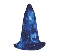 POEZJZW Blue Universe Space Galaxy Pattern Men Women Cloak With Hood Adult Cape With Hood Renaissance Halloween Witch Costume Wizard Cloak L
