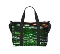 Poezjzw Bluebird Playing In Water Travel Duffel Bag Tote Carry On Luggage Bag Water Resistant Weekender Overnight Bags For Foldable, Black, One Size