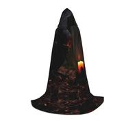 POEZJZW Bone Bird Candle Pattern Hooded Cloak Robe Costume Cloak For Adult Men Women Christmas Hoodies Cape Cosplay Costumes M