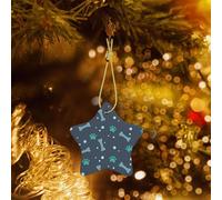 Poezjzw Bones And Dog Claws Pattern Christmas Star Ceramic Ornaments Christmas Tree Hanging Home Decoration Gatherings Souvenirs