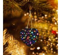 Poezjzw Bright Beautiful Colorful Art Pattern Ceramic Heart-Shaped Christmas Tree Ornaments, Family New Year Home Souvenirs For Gatherings