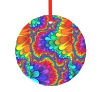 Poezjzw Bright Color Pattern Round Glass Ornaments Christmas Tree Hanging Home Decoration Gatherings Souvenirs