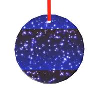 Poezjzw Bright Stars Pattern Round Glass Ornaments Christmas Tree Hanging Home Decoration Gatherings Souvenirs