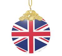 Poezjzw British Flag Pattern Christmas Glass Gold Metal Buckle Pendant Decorations Suitable For Home Shopping Malls And Holiday Celebrations