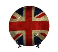 POEZJZW British Flag Printing Decorative Plate, 8in for Living Room Decor, Entryway Art, Gift for Home
