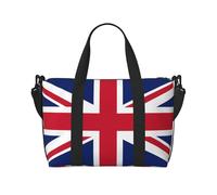 Poezjzw British Flag Travel Duffel Bag Tote Carry On Luggage Bag Water Resistant Weekender Overnight Bags For Foldable, Black, One Size, Black, One Size