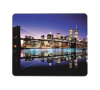 Poezjzw Brooklyn Bridge at Night Pattern Mouse Pad Office Laptop Computer Desk Wireless Mouse Non Slip Rubber Base Washable 10 X 12 Inch Keyboard Pad
