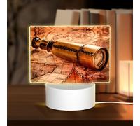 POEZJZW Brown Antique Pattern Led Lamp Base Night Light Acrylic USB 3 Mode for Room Cafe Bar Birthday Party