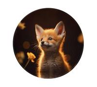 POEZJZW Brown Fox Pattern Round Mouse Mat, Cute Mouse Pad, Non-Slip Rubber Base With Stitched Edge, Small Size 7.9 X 7.9 Inch