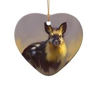 Poezjzw Brown Rabbit Pattern Ceramic Christmas Ornament Heart Shape Hanging Pendant Gifts For Xmas Holidays, Ornaments For Home Decor