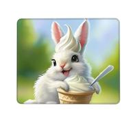 POEZJZW Bunny Eating Ice Cream Pattern Mouse Pad, Portable Office Non-Slip Rubber Base Wireless Mouse Pad For Office Laptop Computer Pc 7 X 8.6 In