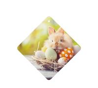 Poezjzw Bunny Eggs Pattern Car Air Fresheners 4 Pcs Square Hanging Aromatherapy Tablets Scented Fresheners For Bedroom Closet Shoe