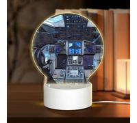 POEZJZW Cabin of The Future Pattern Round Acrylic Night Light with USB Cable Adjustable 3 Colors for Restaurant Bar Cafe