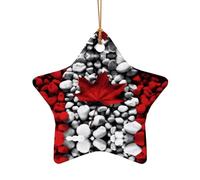 Poezjzw Canada Flag Wallpapers Pattern Christmas Star Shape Ceramic Ornaments Christmas Tree Hanging Home Decoration Gatherings Souvenirs
