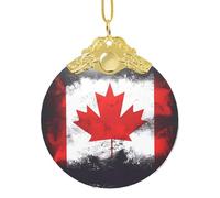 Poezjzw Canadian Flag Pattern Christmas Glass Gold Metal Buckle Pendant Decorations Suitable For Home Shopping Malls And Holiday Celebrations