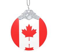 Poezjzw Canadian Flag Pattern Christmas Glass Silver Metal Buckle Pendant Decorations Suitable For Home Shopping Malls And Holiday Celebrations
