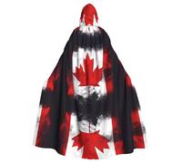 POEZJZW Canadian Flag Pattern Full Length Hooded Robe Cloak Long Cape Halloween Cosplay Costume Hoodies Cape Unisex