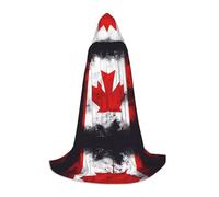 POEZJZW Canadian Flag Pattern Hooded Robe Cloak Long Cape Halloween Cosplay Costume Hoodies Cape Unisex Large