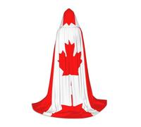 POEZJZW Canadian Flag Pattern Hooded Robe Cloak Long Cape Halloween Cosplay Costume Hoodies Cape Unisex, Black, S