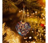 Poezjzw Candy Castle Pattern Ceramic Christmas Ornament Heart Hanging Pendant Gifts For Xmas Holidays, Ornaments For Home Decor