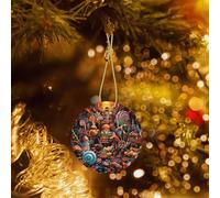 Poezjzw Candy Castle Pattern Ceramic Christmas Ornament Round Hanging Pendant Gifts For Xmas Holidays, Ornaments For Home Decor