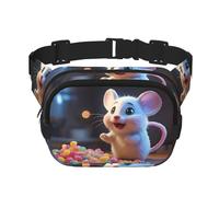 Poezjzw Candy Eating Mouse Travel Waist Bag Suitable For Running, Cycling And Outdoor Adventures, Store Mobile Phones And Credit Cards, Black, One Size