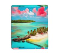 POEZJZW Caribbean Scenery Pattern Mouse Pad Non-Slip Rubber Stitched Edges Waterproof Gaming Mouse Mat for Desk Gaming Work Wireless Mice 10 X 12 Inch