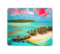 POEZJZW Caribbean Scenery Pattern Mouse Pad Non-Slip Rubber Stitched Edges Waterproof Gaming Mouse Mat for Desk Gaming Work Wireless Mice 8.3 X 10.3 in